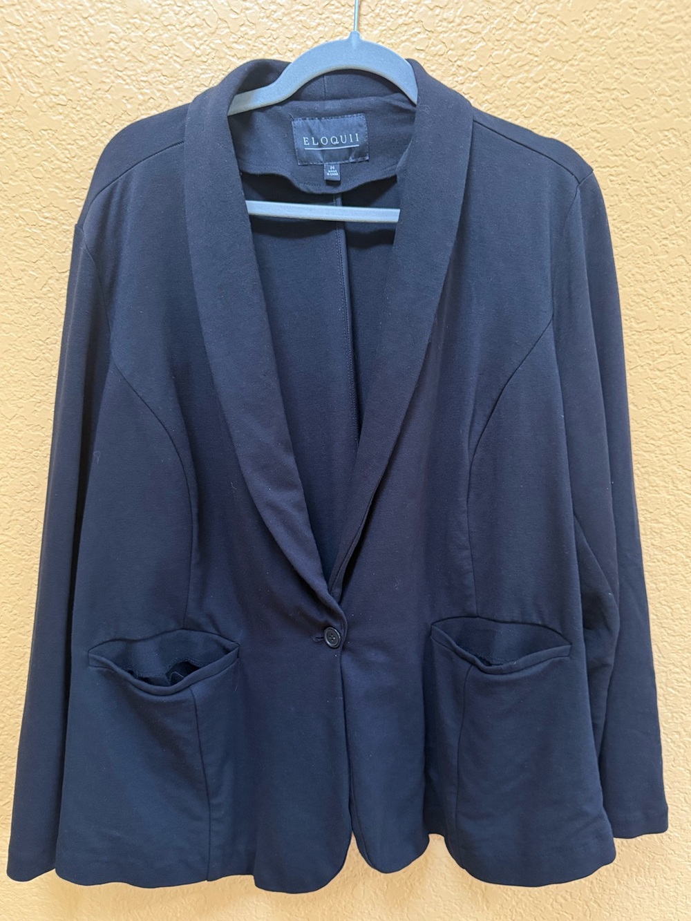 Eloquii Black Shawl Single-Button Blazer - Plus Size 24 3X
